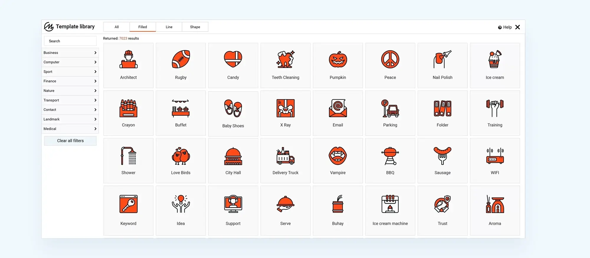 Overview of the 13,410 free SVG icons and shapes
