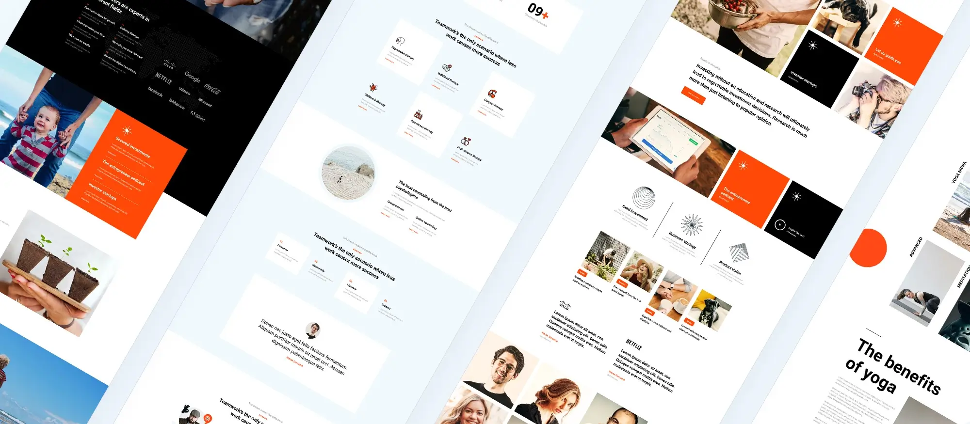 WordPress theme home pages