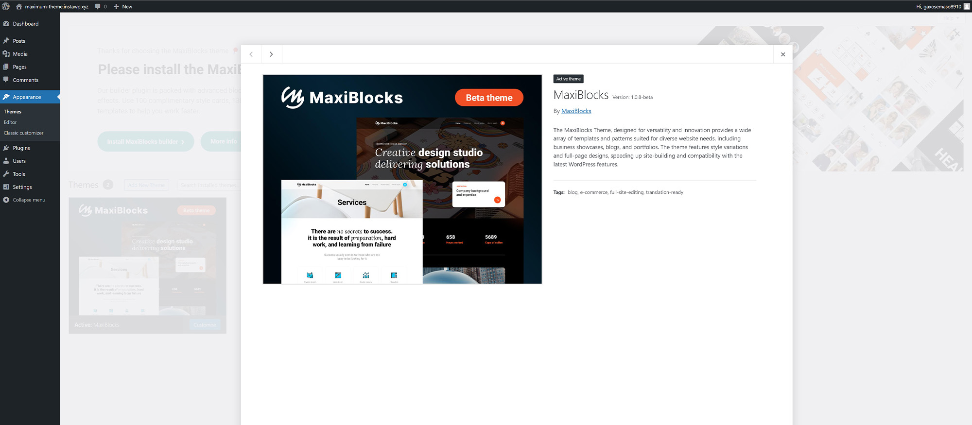 WordPress block themes getting started