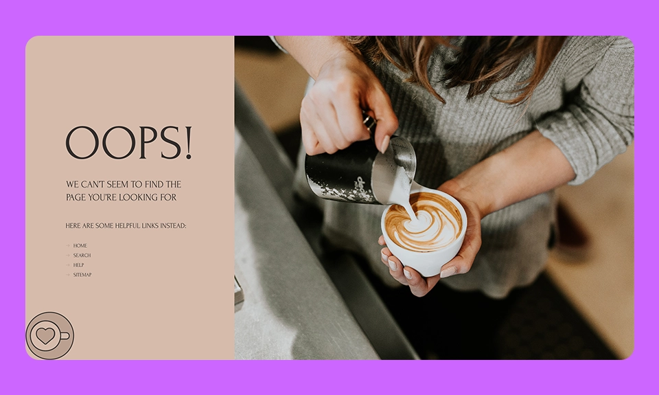 Cofee shop 404 page design