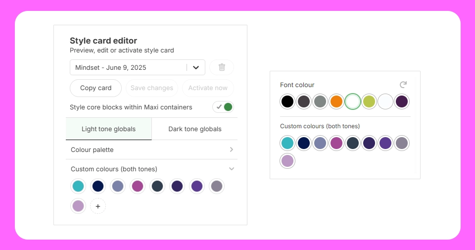 MaxiBlocks custom colours
