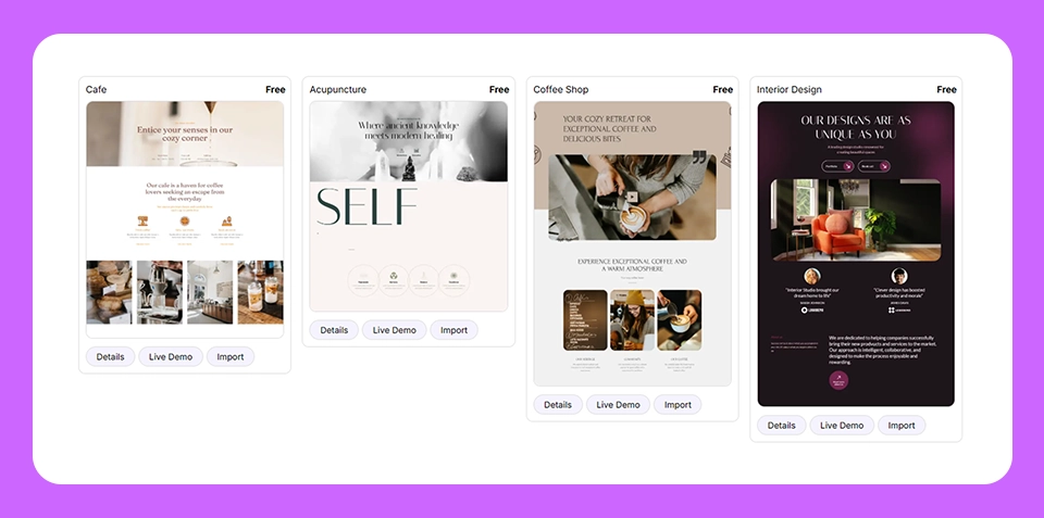 MaxiBlocks starter sites for WordPress